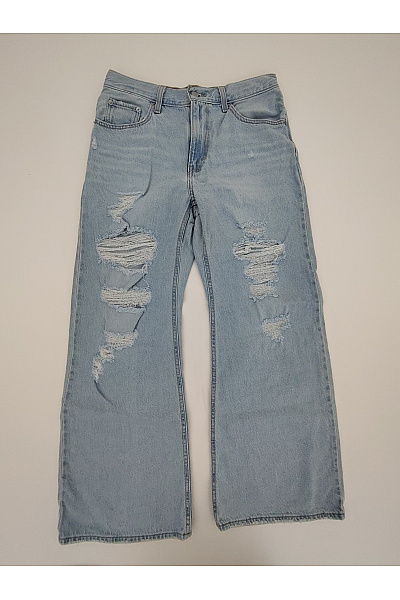 LEVIS Dámské modré bavlněné džíny s vysokým pasem a dírami wide leg Velikost US 28 | LEVIS | obrázek 2