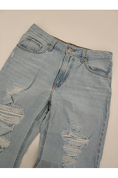 LEVIS Dámské modré bavlněné džíny s vysokým pasem a dírami wide leg Velikost US 28 | LEVIS | obrázek 4