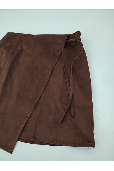 Hnědá zavinovací mini sukně s vysokým pasem Vel. EU 38 | Unimoda | obrázek 3