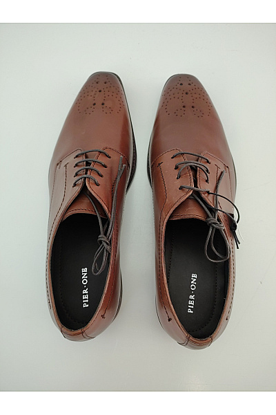 Pánské hnědé šněrovací společenské polobotky Velikost 43 | Unimoda | obrázek 8