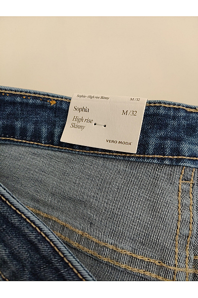 VERO MODA Dámské modré bavlněné skinny džíny s vysokým pasem Vel. M/32 | VERO MODA | obrázek 7