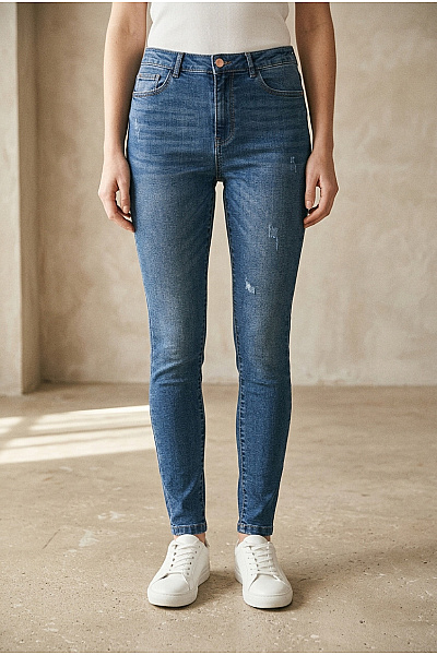VERO MODA Dámské Modré Bavlněné Skinny Džíny S Vysokým Pasem Vel. M/32