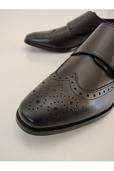 Pánské černé společenské polobotky s přezkou Vel. 41 | Unimoda | obrázek 4