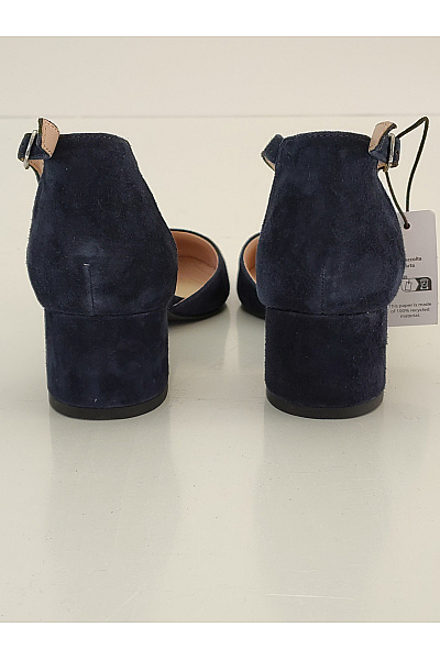 Modré semišové lodičky na nízkém podpatku s páskem Velikost EU 37 | Unimoda | obrázek 6