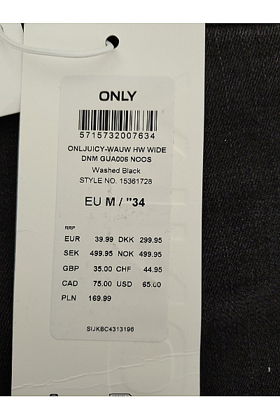 ONLY Dámské černé bavlněné džíny s vysokým pasem wide leg Vel. EU M | ONLY | obrázek 6