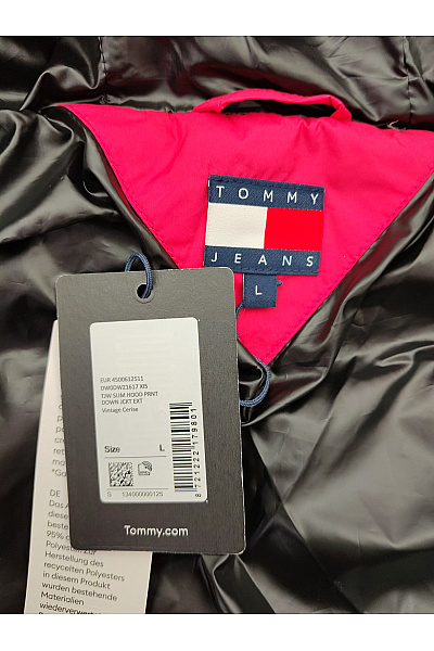 TOMMY HILFIGER Dámská červená prošívaná bunda s kapucí Velikost L | TOMMY HILFIGER | obrázek 8