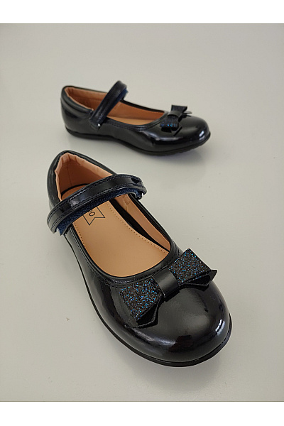 Dětské černé lakované baleríny Mary Jane s mašlí Vel. 32 | Unimoda | obrázek 3