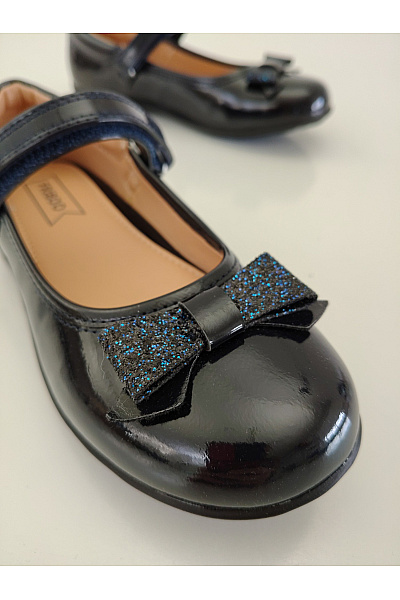 Dětské černé lakované baleríny Mary Jane s mašlí Vel. 32 | Unimoda | obrázek 4
