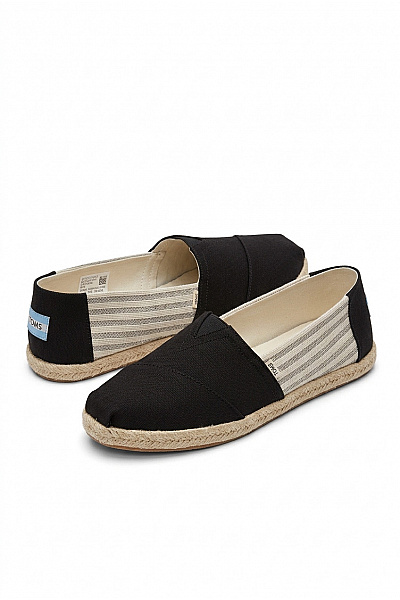 TOMS Pánské černo-bílé Pruhované Espadrilky Slip-on Letní Volnočasové Vel. EU 43,5