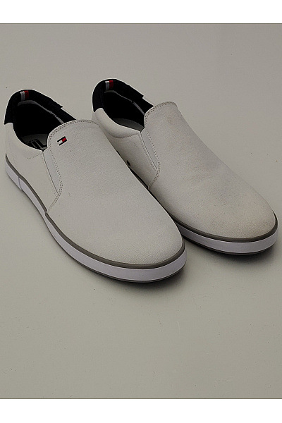 TOMMY HILFIGER Pánské tenisky Canvas Slip-On Trainers Bílé Modré Velikost EU 48 | TOMMY HILFIGER | obrázek 2