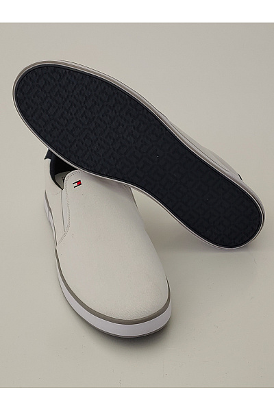 TOMMY HILFIGER Pánské tenisky Canvas Slip-On Trainers Bílé Modré Velikost EU 48 | TOMMY HILFIGER | obrázek 3