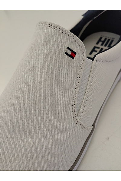TOMMY HILFIGER Pánské tenisky Canvas Slip-On Trainers Bílé Modré Velikost EU 48 | TOMMY HILFIGER | obrázek 7