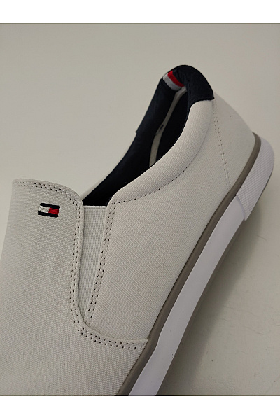 TOMMY HILFIGER Pánské tenisky Canvas Slip-On Trainers Bílé Modré Velikost EU 48 | TOMMY HILFIGER | obrázek 8