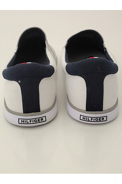 TOMMY HILFIGER Pánské tenisky Canvas Slip-On Trainers Bílé Modré Velikost EU 48 | TOMMY HILFIGER | obrázek 9