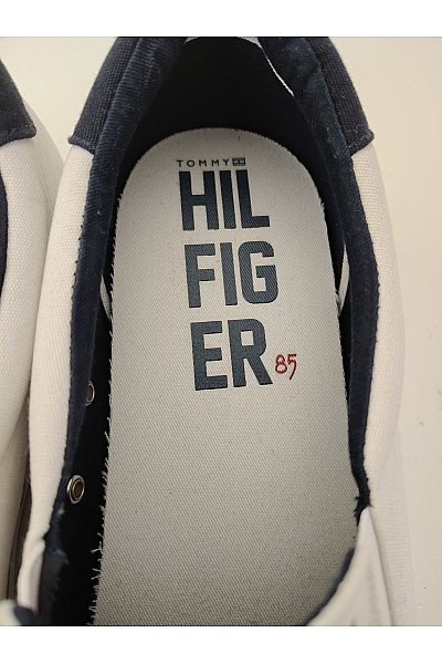 TOMMY HILFIGER Pánské tenisky Canvas Slip-On Trainers Bílé Modré Velikost EU 48 | TOMMY HILFIGER | obrázek 10