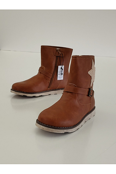 Dětské hnědé kotníkové boty s hvězdou na zip a přezkou Vel. 35 | Unimoda | obrázek 10