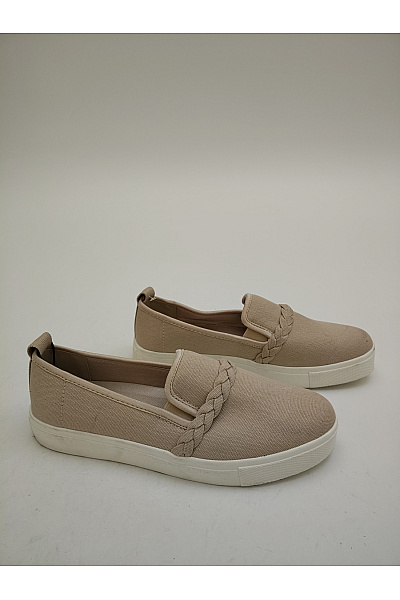 Dámské tenisky plátěné slip-on s pleteným detailem Béžové Velikost EU 39 | Unimoda | obrázek 2