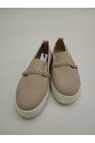 Dámské tenisky plátěné slip-on s pleteným detailem Béžové Velikost EU 39 | Unimoda | obrázek 3