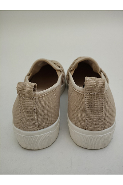 Dámské tenisky plátěné slip-on s pleteným detailem Béžové Velikost EU 39 | Unimoda | obrázek 4