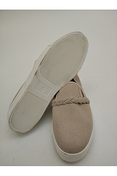 Dámské tenisky plátěné slip-on s pleteným detailem Béžové Velikost EU 39 | Unimoda | obrázek 5