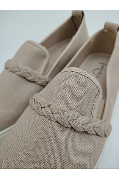 Dámské tenisky plátěné slip-on s pleteným detailem Béžové Velikost EU 39 | Unimoda | obrázek 6