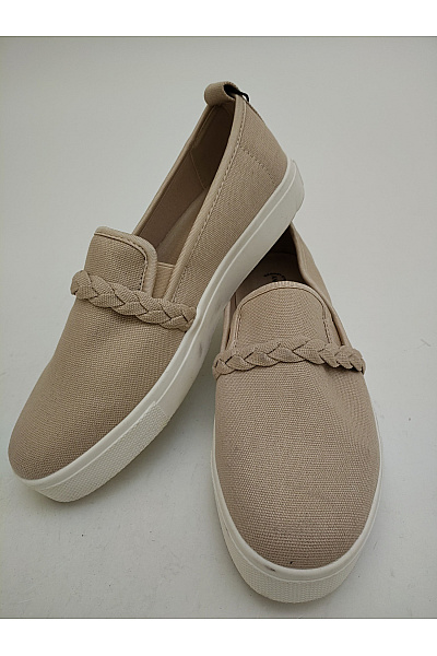Dámské tenisky plátěné slip-on s pleteným detailem Béžové Velikost EU 39 | Unimoda | obrázek 10