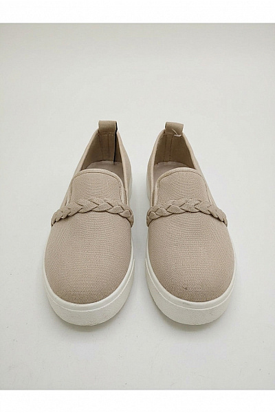 Dámské Tenisky Plátěné Slip-on S Pleteným Detailem Béžové Velikost EU 39