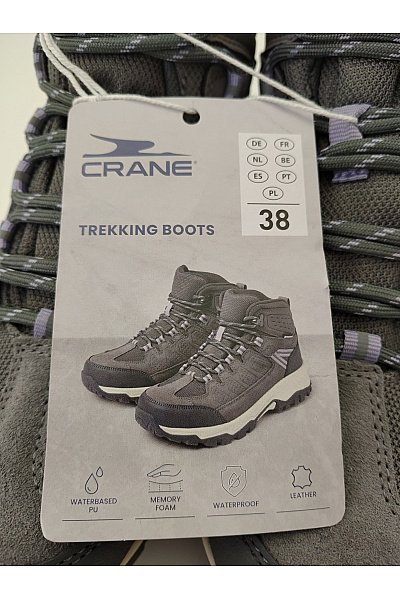 CRANE Dámské šedé kotníkové trekingové boty šněrovací outdoorové | CRANE | obrázek 9