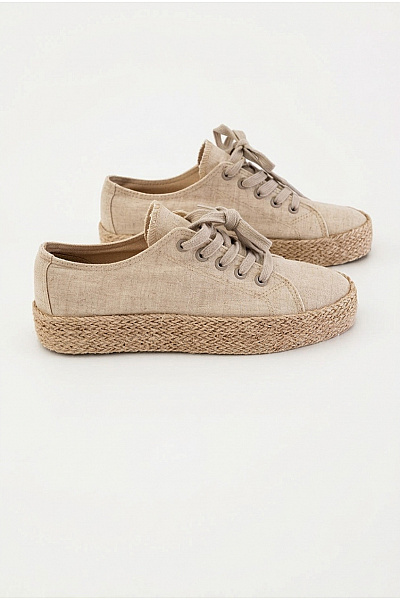 Dámské Béžové Espadrilky Na Platformě šněrovací Vel. EU 39
