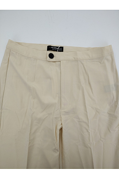 PULL&BEAR Dámské béžové elegantní kalhoty s vysokým pasem a puky Vel. EU 44 | PULL&BEAR | obrázek 4