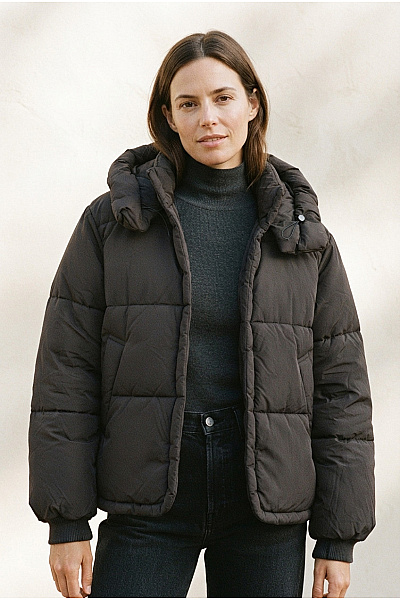 ONLY Dámská černá Prošívaná Puffer Bunda S Kapucí Velikost S