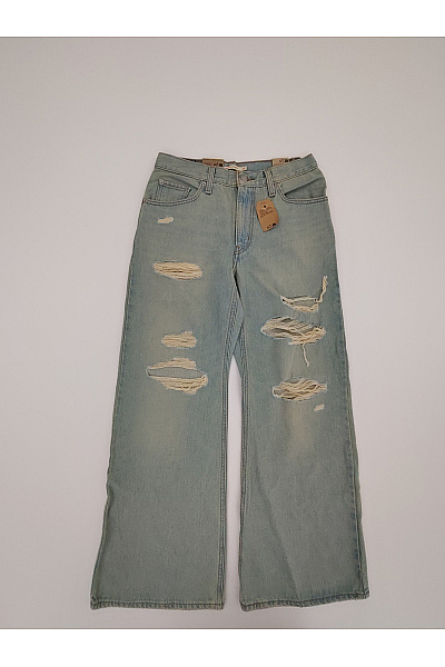 LEVIS Dámské modré bavlněné džíny s dírami wide leg Velikost US 27 | LEVIS | obrázek 2
