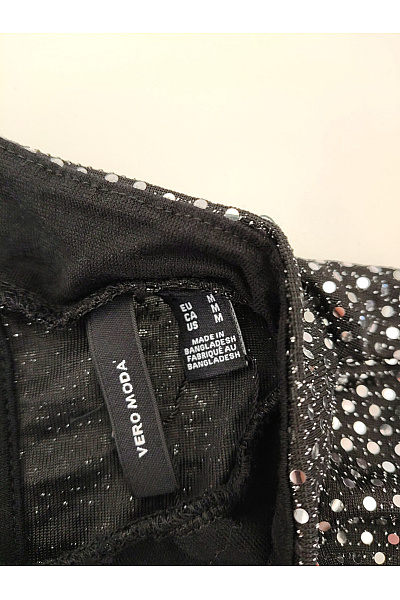 VERO MODA Černé třpytivé flitrové mini šaty s dlouhým rukávem a stojáčkem Vel. EU M | VERO MODA | obrázek 6