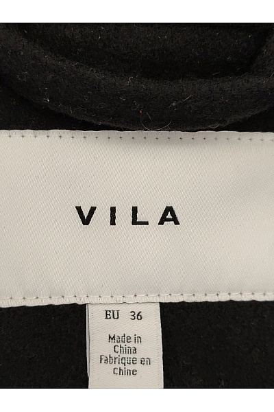 VILA Černý elegantní dlouhý kabát s páskem Vel. EU 36 | VILA | obrázek 6