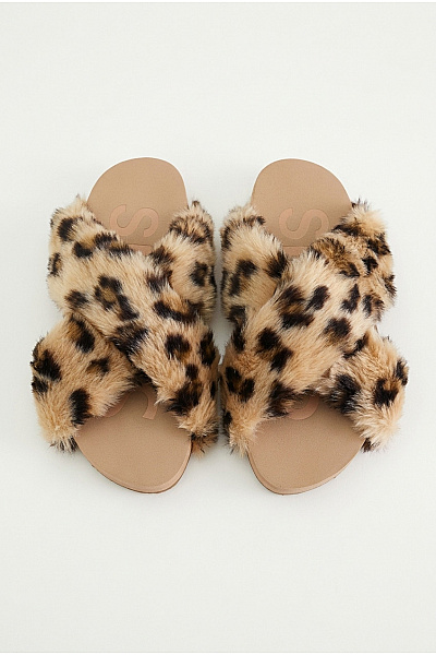 TOMS Dámské Leopardí Pantofle S Kožíškem Nazouvací