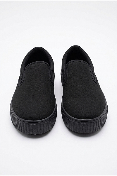 Pánské Tenisky T.U.K. Black Canvas Slip-On Creeper Sneaker Černé Velikost EU 46