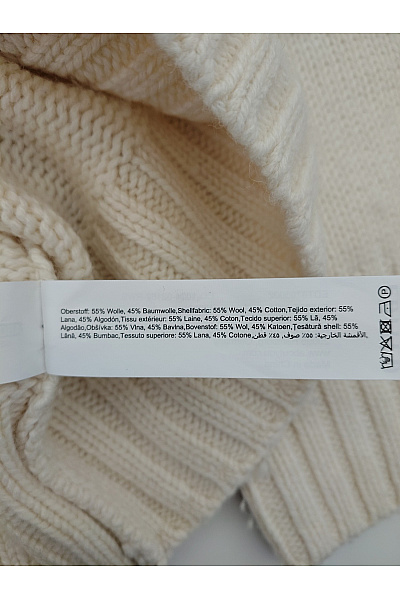 Béžový vlněný oversized pulovr pletený basic Vel. EU 36 | Unimoda | obrázek 7