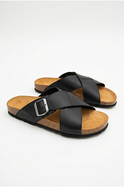 Mandel Sandals Pánské Kožené Pantofle S Přezkou Velikost EU 44