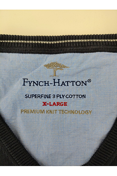 FYNCH-HATTON Pánský bavlněný pulovr s výstřihem do V basic elegantní Vel. X-LARGE | FYNCH-HATTON | obrázek 6