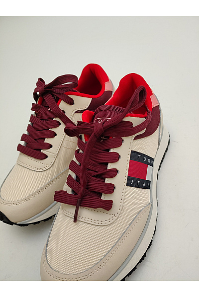 TOMMY HILFIGER Dámské tenisky Jeans TJW Retro Runner Cleated Béžové Červené Vel. EU 37 | TOMMY HILFIGER | obrázek 6