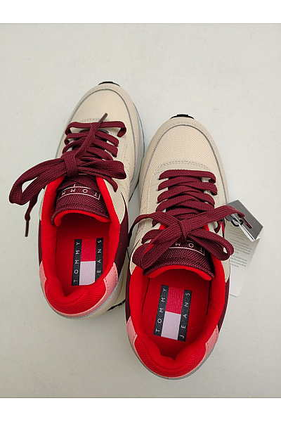 TOMMY HILFIGER Dámské tenisky Jeans TJW Retro Runner Cleated Béžové Červené Vel. EU 37 | TOMMY HILFIGER | obrázek 7