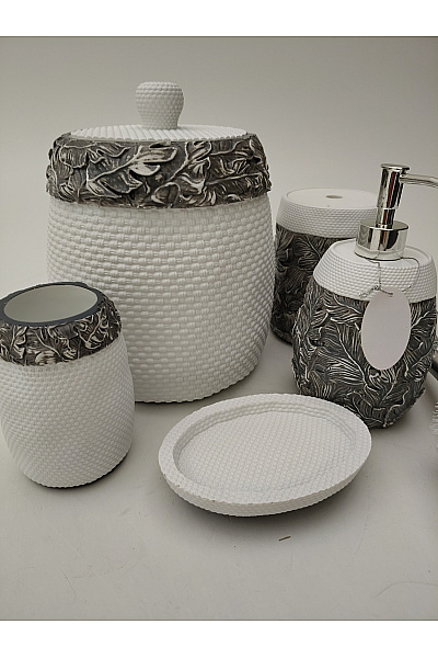 Luxusní koupelnová sada s reliéfním vzorem bílá | Unimoda | obrázek 3
