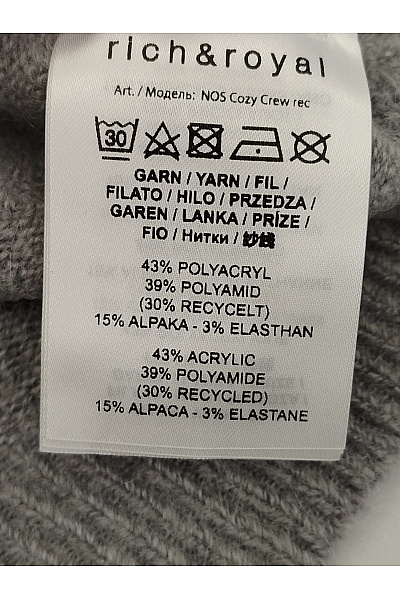 RICH&ROYAL Dámský šedý pletený pulovr basic Vel. XL | RICH&ROYAL | obrázek 6