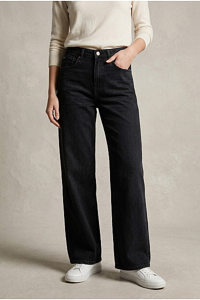 ONLY Dámské černé Bavlněné Džíny S Vysokým Pasem Wide Leg Velikost EU 29/34