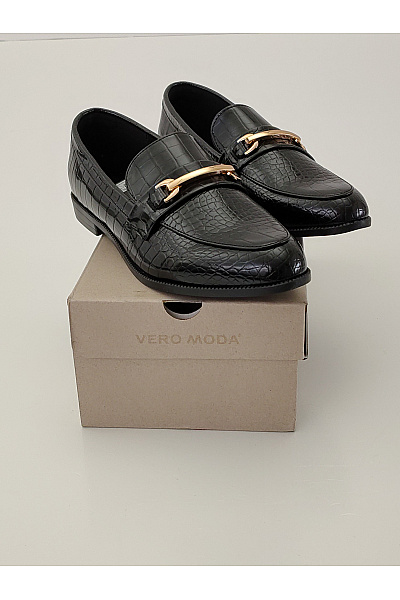 VERO MODA Dámské černé polobotky s krokodýlím vzorem a přezkou Velikost 39 | VERO MODA | obrázek 13