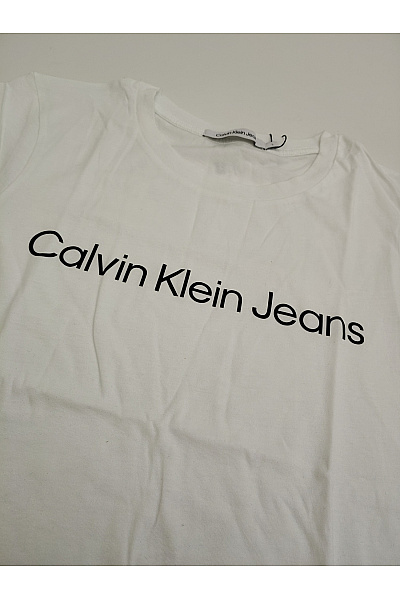 Calvin Klein Bílé bavlněné dámské tričko s krátkým rukávem a nápisem Vel. L | Calvin Klein | obrázek 3
