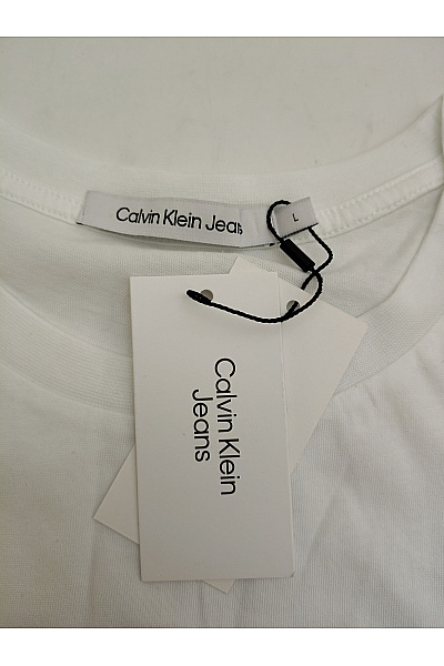 Calvin Klein Bílé bavlněné dámské tričko s krátkým rukávem a nápisem Vel. L | Calvin Klein | obrázek 5