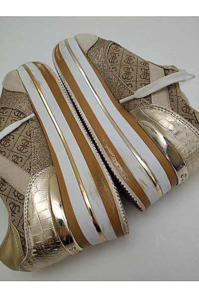 Guess Dámské tenisky 4G Logo Platform Sneakers Béžové Zlaté Hnědé Velikost EU 39 | Guess | obrázek 6
