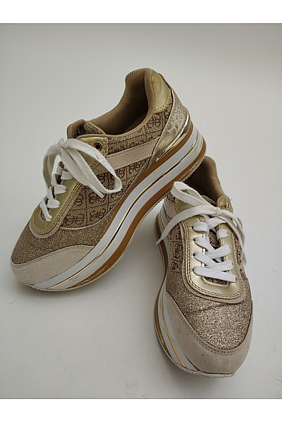 Guess Dámské tenisky 4G Logo Platform Sneakers Béžové Zlaté Hnědé Velikost EU 39 | Guess | obrázek 10