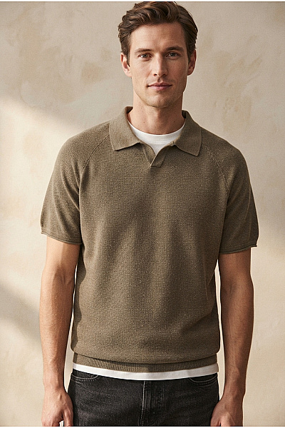 JACK & JONES Pánské Khaki Bavlněné Polo Tričko S Krátkým Rukávem Velikost XL